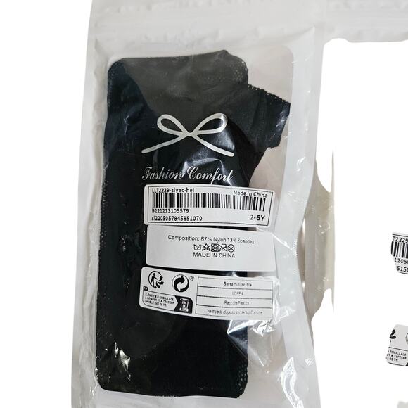 Fashion Comfort Legging Tights Little Girls Size 2-6Y Set Of 2 Black Ivory NWT - Picture 2 of 6